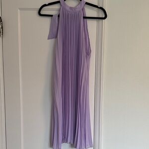 Pleated Lilac Halter Neck Dress